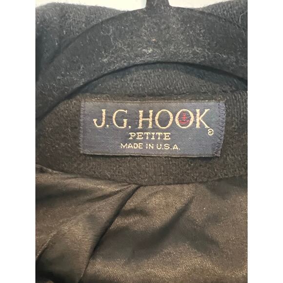 Vintage JG Hook 100% Wool Petite Womans Trench Overcoat Size L/XL - Picture 3 of 12